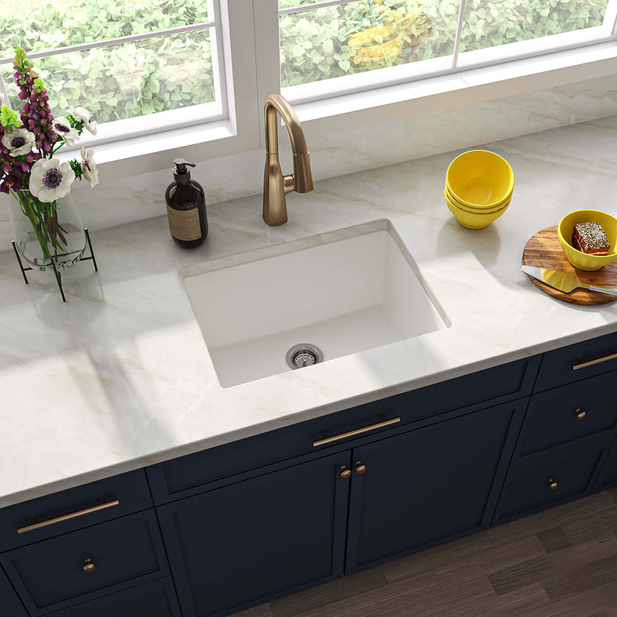 QUARTZ WHITE STRAIGHT SINGLE BOWL 2418 Kitchen Sinks - Shop at Home Craft Studio - 2