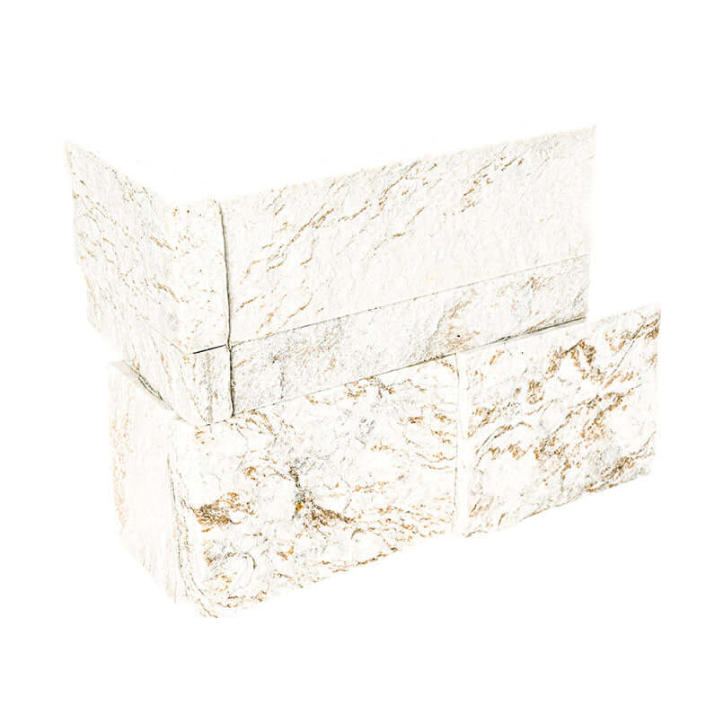ROYAL WHITE SPLITFACE LEDGER CORNER 9X18 Stacked Stone Panels - Shop at Home Craft Studio - 1