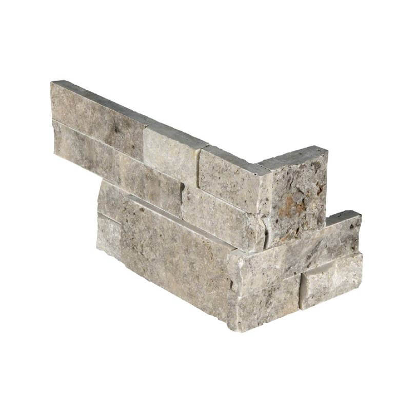 SILVER TRAVERTINE CORNER"L" Stacked Stone Panels - Shop at Home Craft Studio - 1