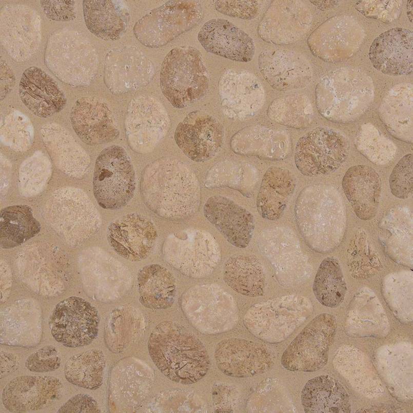 TRAVERTINE BLEND PEBBLES MESH BACKED Mosaic - Shop at Home Craft Studio - 1