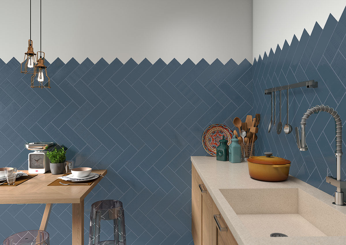 URBANO NAVY 4X12 GLOSSY MIX Ceramic Wall Tile - Shop at Home Craft Studio - 7