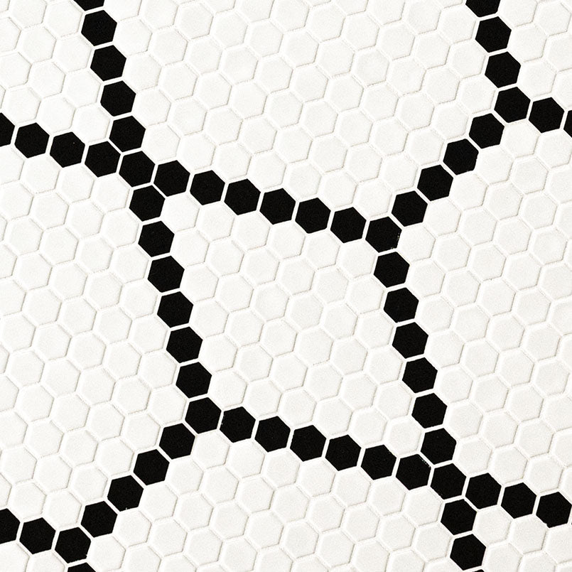 WHITE AND BLACK HIVE PATTERN MATTE Mosaic, Floor or Wall Tile - Shop at Home Craft Studio - 3
