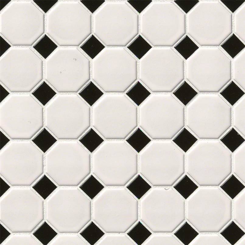 WHITE AND BLACK MATTE OCTAGON MOSAIC Mosaic, Floor or Wall Tile - Shop at Home Craft Studio - 1