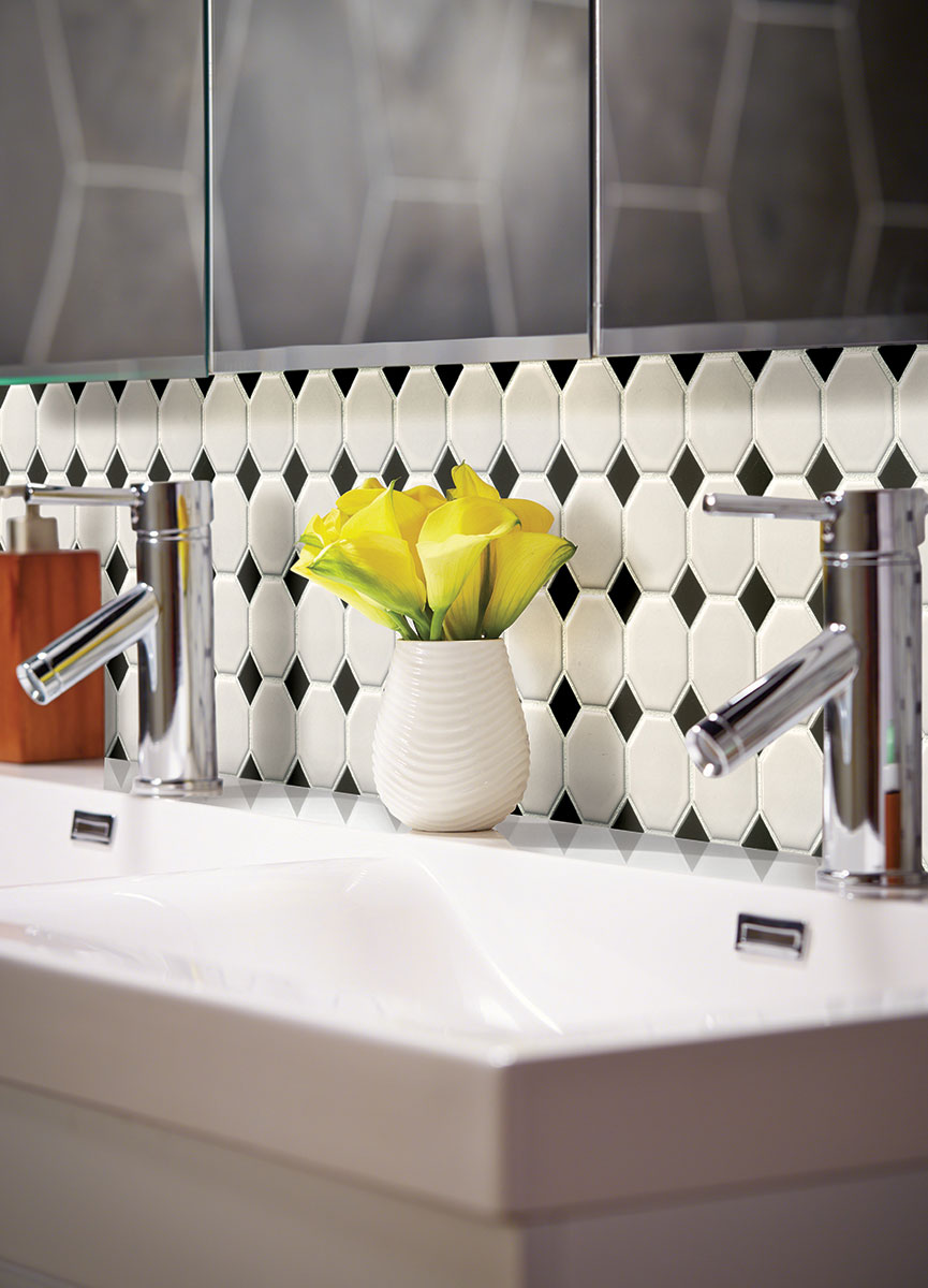 WHITE AND BLACK MATTE OCTAGON MOSAIC Mosaic, Floor or Wall Tile - Shop at Home Craft Studio - 3