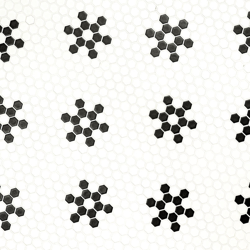 WHITE AND BLACK MOD PETAL PATTERN MATTE Mosaic, Floor or Wall Tile - Shop at Home Craft Studio - 3