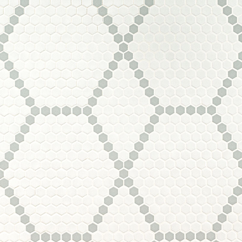 WHITE AND GRAY HIVE PATTERN MATTE Mosaic, Floor or Wall Tile, Wall Tile - Shop at Home Craft Studio - 2