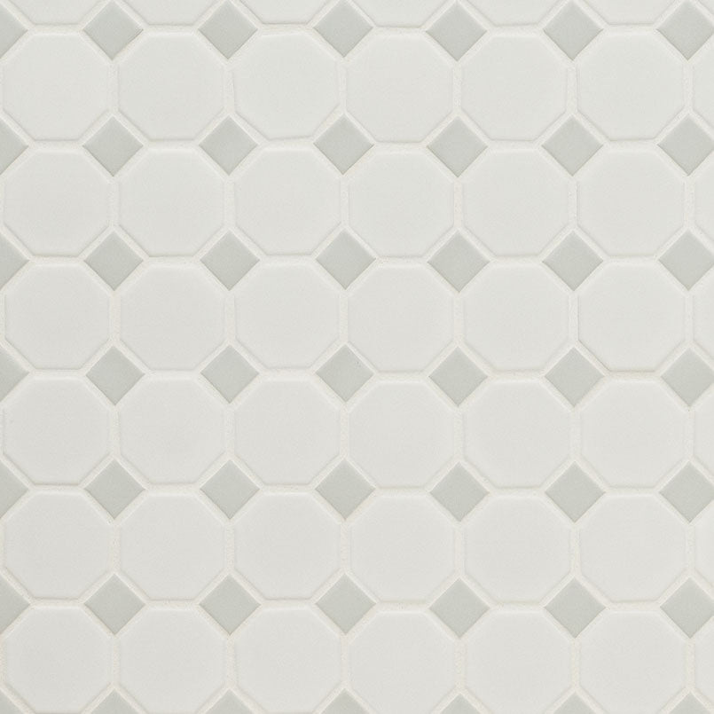 WHITE AND GRAY MATTE 2" OCTAGON Mosaic - Shop at Home Craft Studio - 1