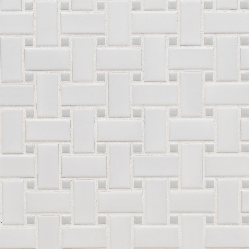 WHITE AND GRAY MATTE BASKETWEAVE Mosaic - Shop at Home Craft Studio - 1