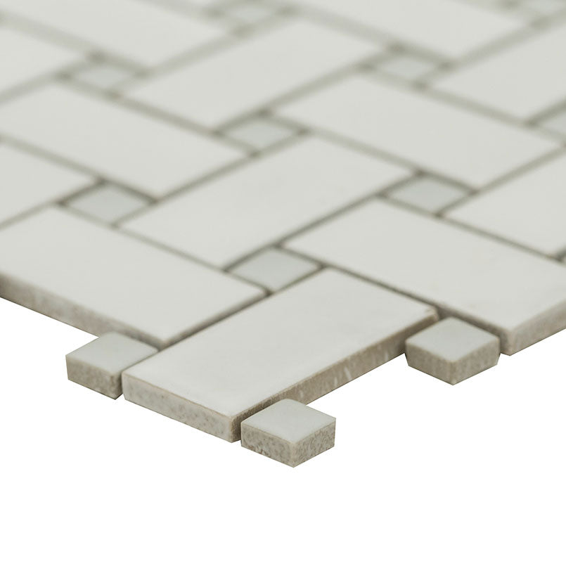 WHITE AND GRAY MATTE BASKETWEAVE Mosaic - Shop at Home Craft Studio - 3