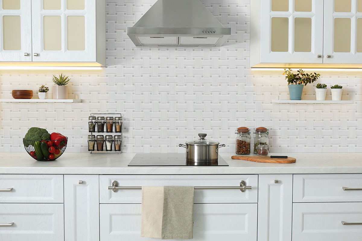 WHITE AND GRAY MATTE BASKETWEAVE Mosaic - Shop at Home Craft Studio - 5