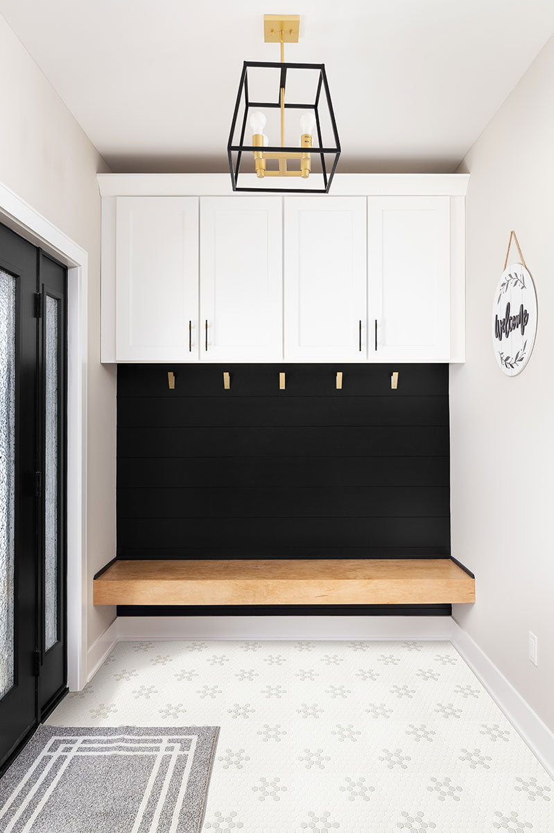 WHITE AND GRAY MOD PETAL PATTERN MATTE Floor or Wall Tile, Mosaic - Shop at Home Craft Studio - 5