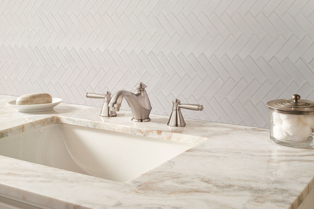 WHITE GLOSSY HERRINGBONE MOSAIC Mosaic, Wall Tile - Shop at Home Craft Studio - 3