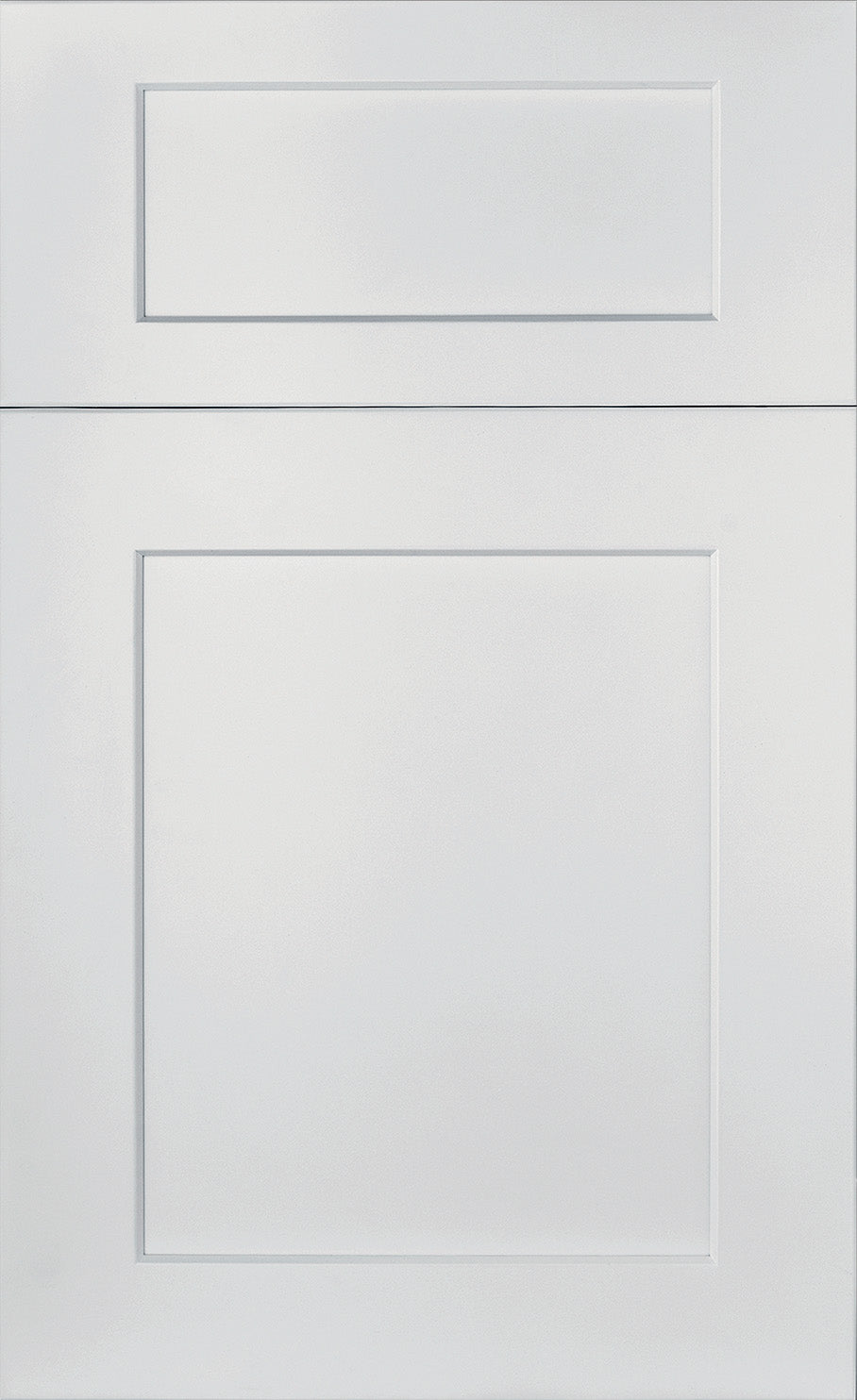 Basic Oxford Latte cabinet door in sleek white with inset center panel, ideal for modern living spaces.