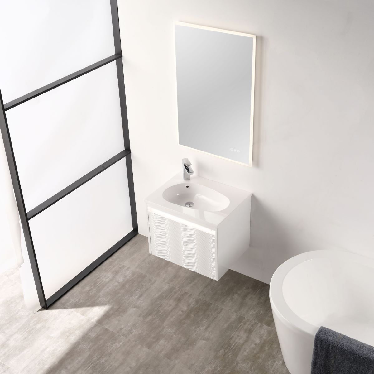 Voyage 24″ Vanity With Droplet-Shaped Basin (LED Illuminated)