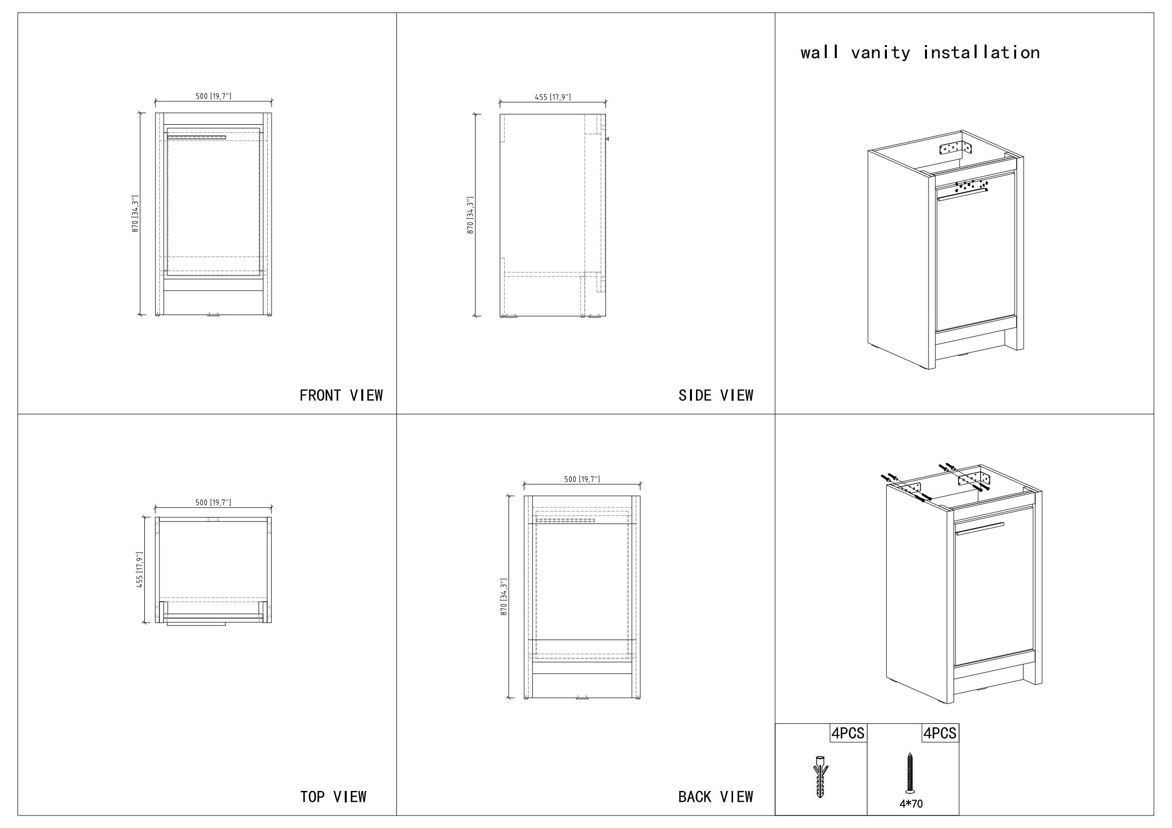 20" V9004 Vanity with Ceramic Sink (Glossy White)