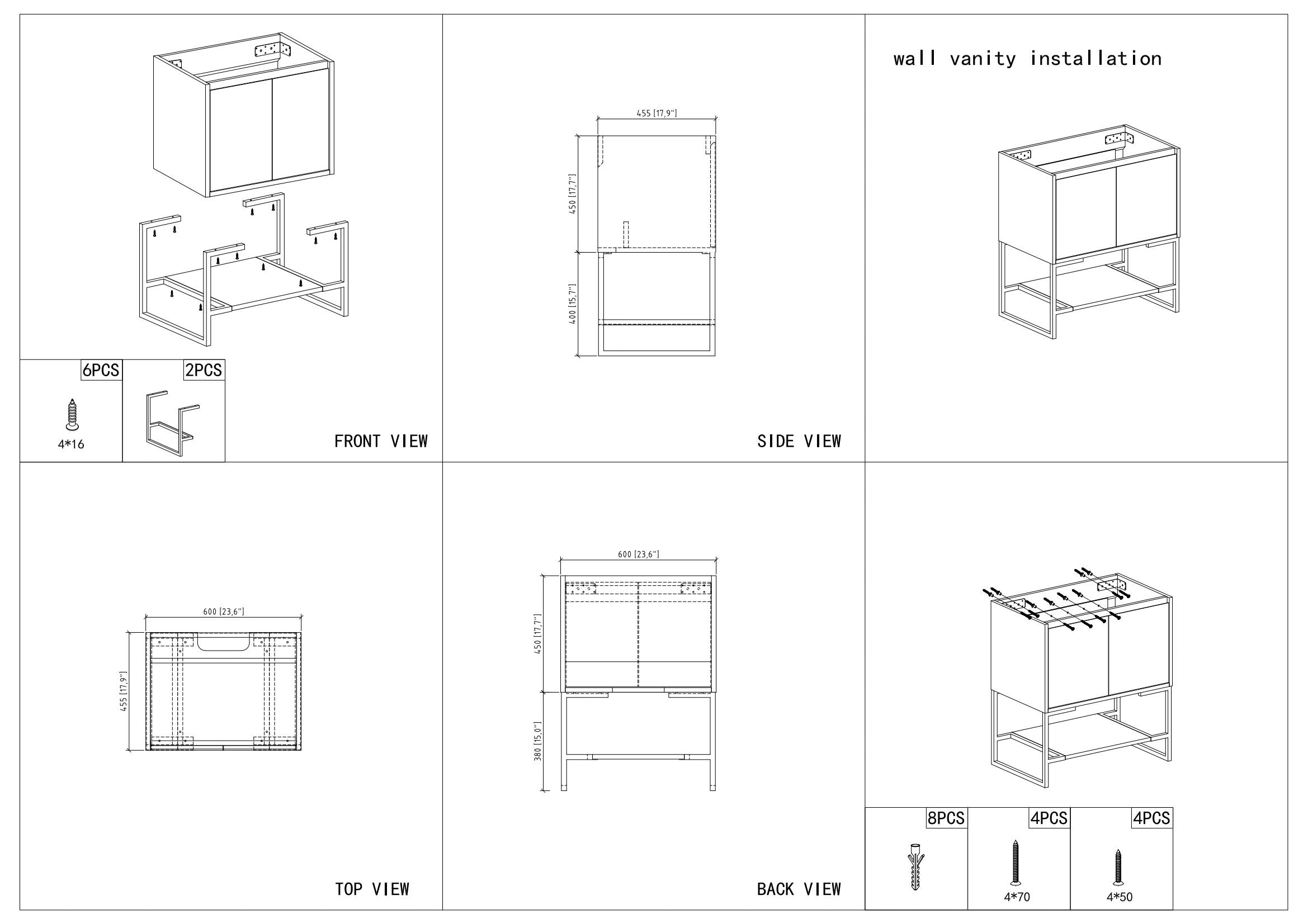 24" V9006 Allen Vanity with Ceramic Sink (Glossy White)