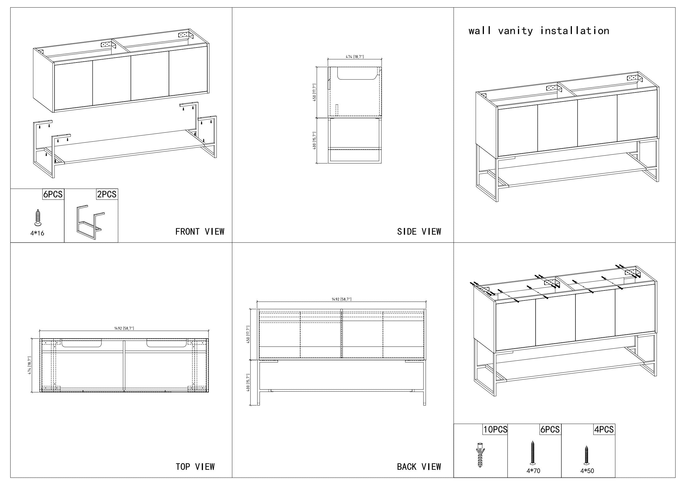 60" V9006 Allen & Double Acrylic Basins (Glossy White)