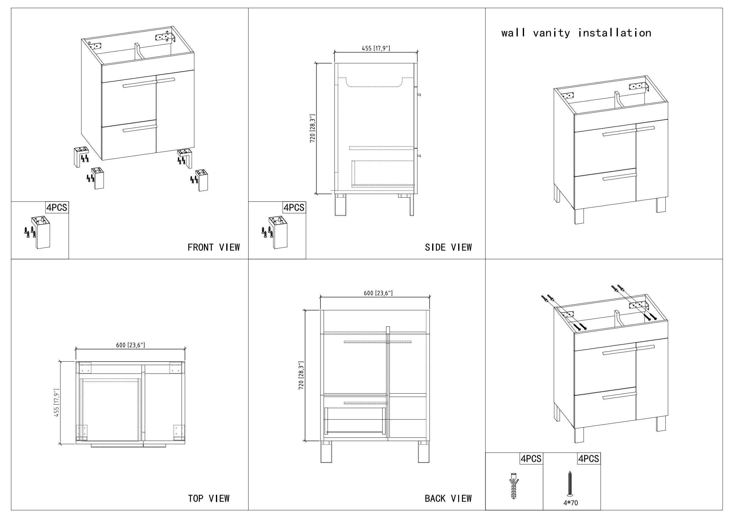 24" V9007 Gill Vanity & Ceramic Sink (Glossy White)