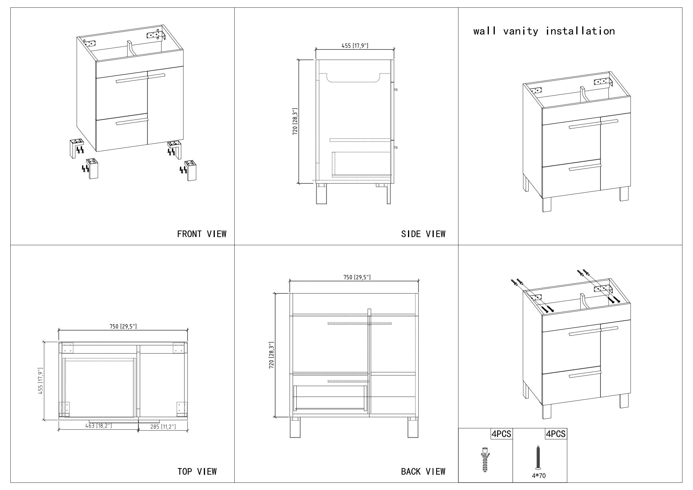 30" V9007 Gill Vanity & Ceramic Sink (Glossy White)