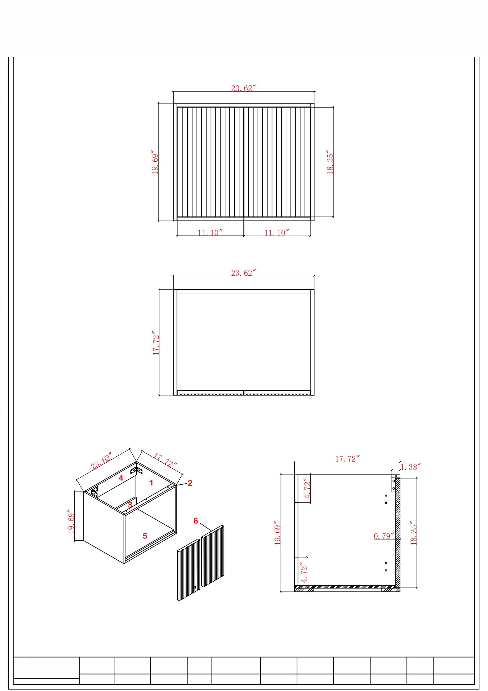 24" V9012 Wall Hung Vanity & Ceramic Sink (Matte Grey)