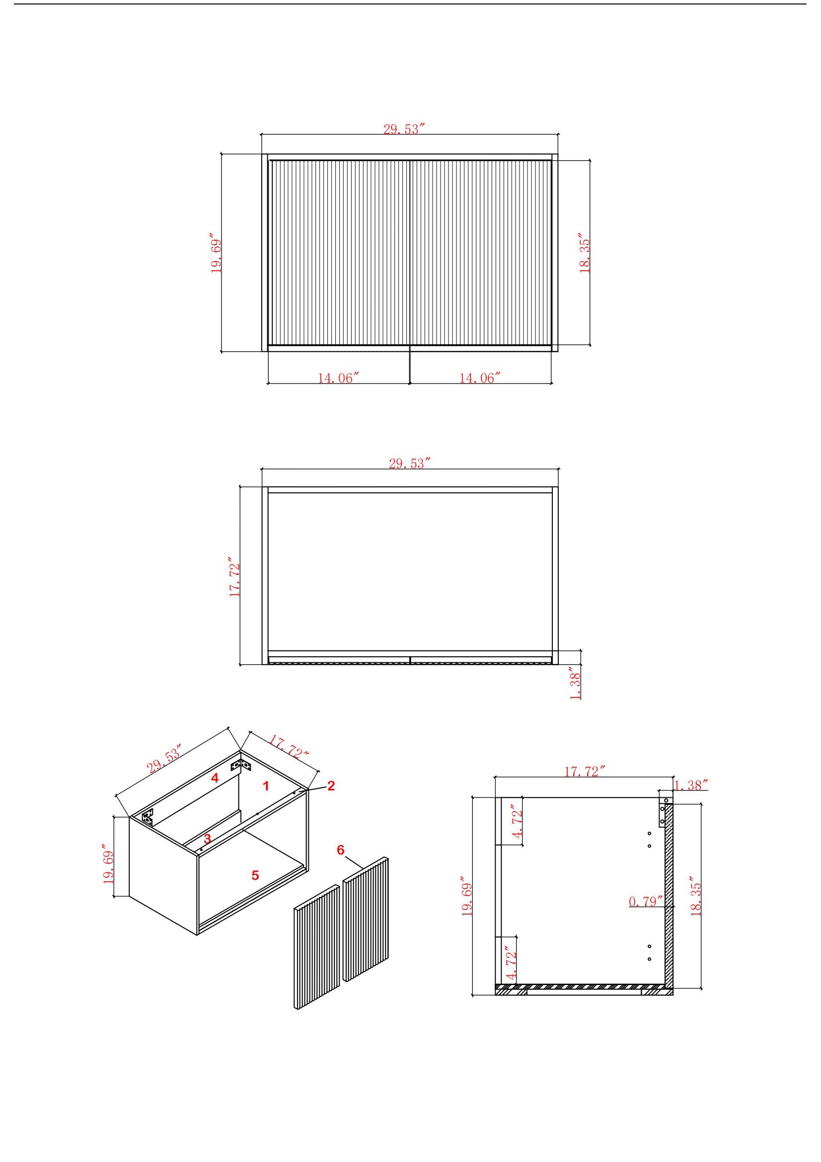 30" V9012 Wall Hung Vanity & Ceramic Sink (Matte Grey)
