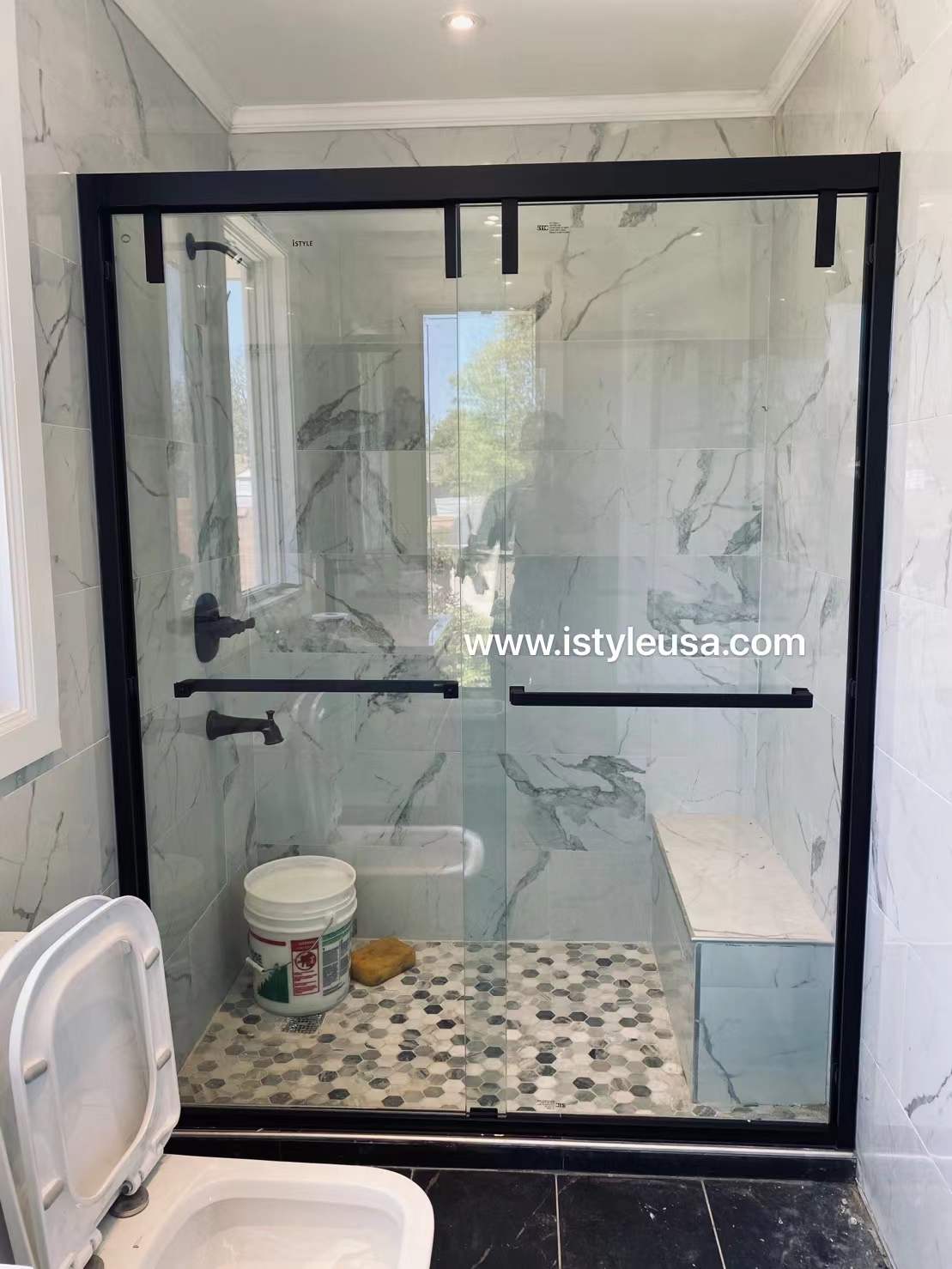 48" AC23 series Bypass Shower Door with Klearteck Treatment (3/8" Thickness) (Matte Black)