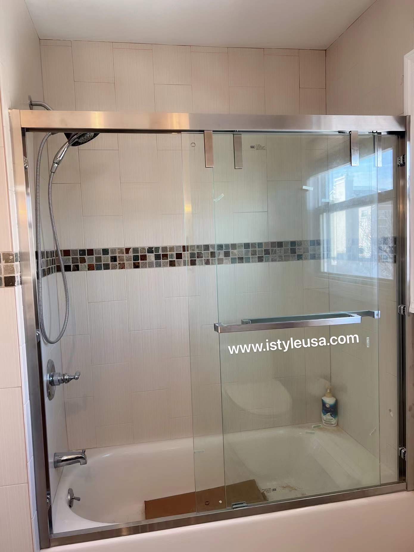 54" AC23 series Shower Door with Klearteck Treatment (3/8" Thickness) (Chrome)