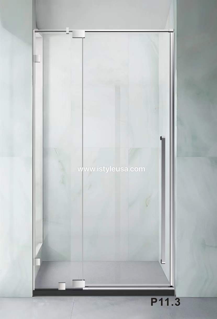 40" AH01 Series Frameless Swing Shower Door with Klearteck Treatment (Fixed 3/8" & Swing 5/16" Thickness)(Brushed Gold)