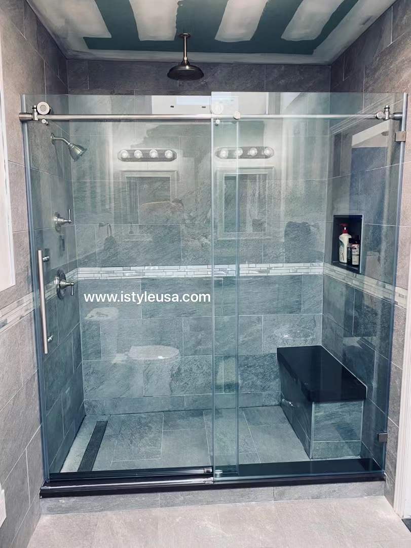 BR01 Joseph Frameless Single Sliding Shower Door with Klearteck Treatment (3/8" Thickness) (Chrome)