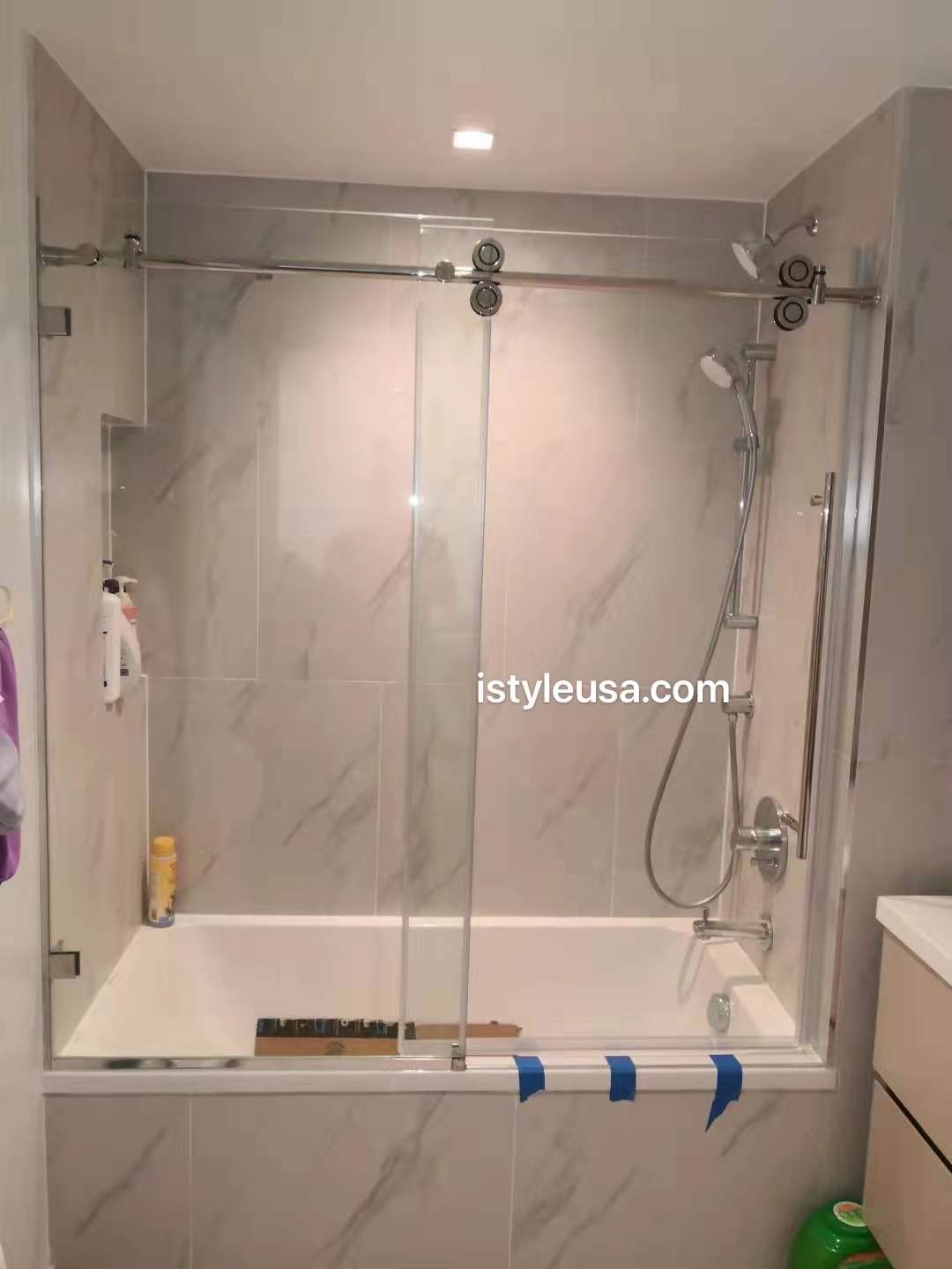 54"w x 72"h BH Series Frameless Single Sliding Shower Door (Brushed Nickel)