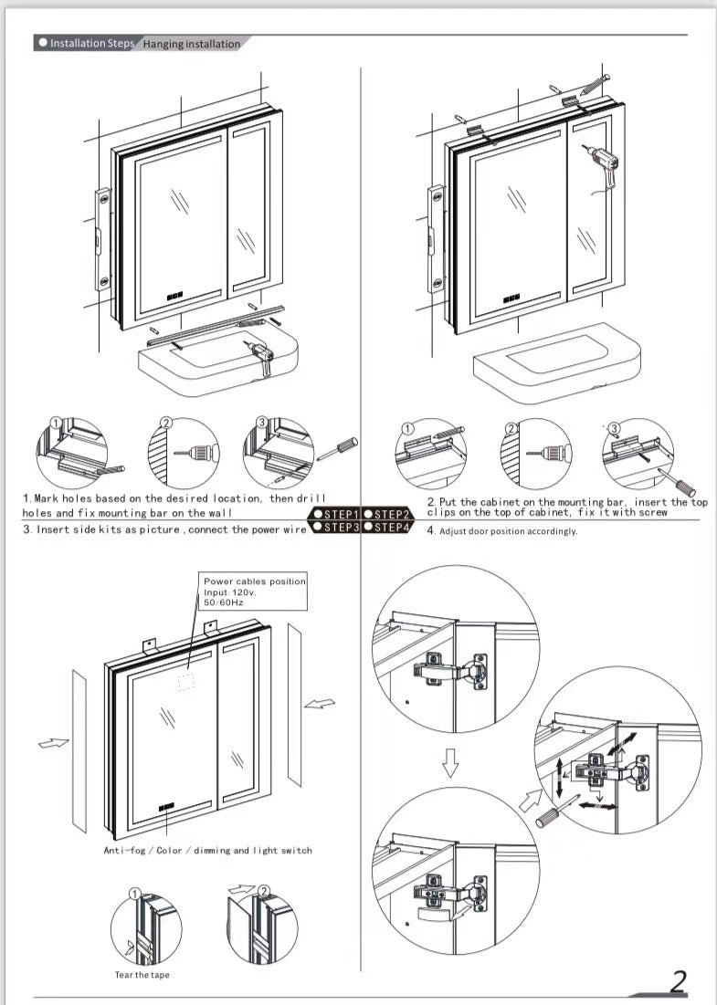36" LED Ana Medicine Cabinet  (Surface Mount/Recessed)