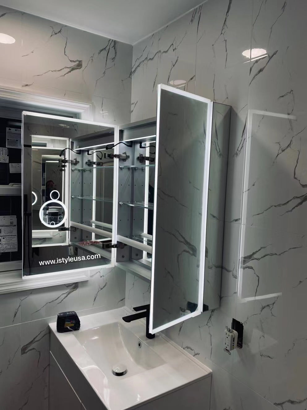 24" Alicia MC Series LED Medicine Cabinet (Surface Mount/Recessed) (Left Hinge)