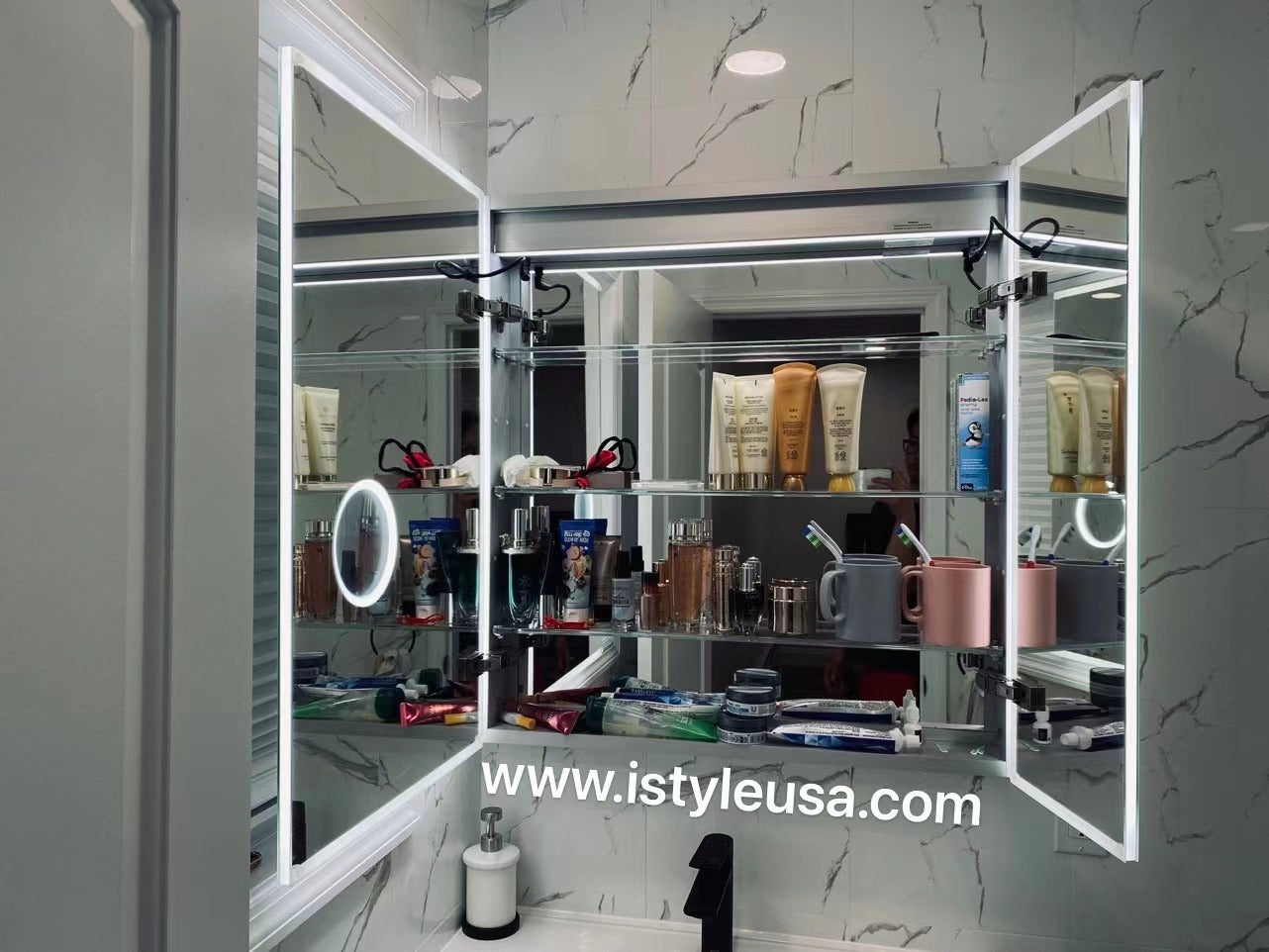 24" Alicia MC Series LED Medicine Cabinet (Surface Mount/Recessed) (Left Hinge)