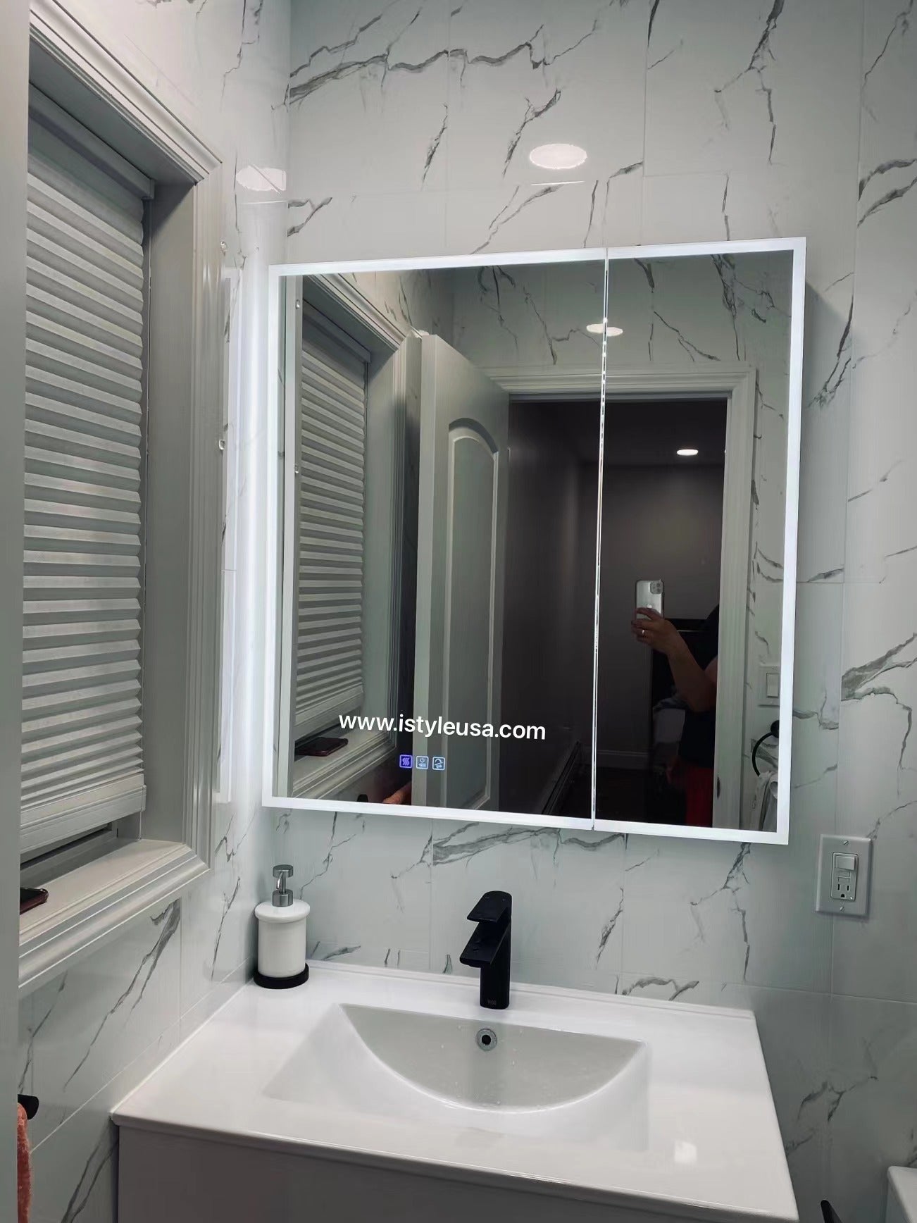 24" Alicia MC Series LED Medicine Cabinet (Surface Mount/Recessed) (Left Hinge)