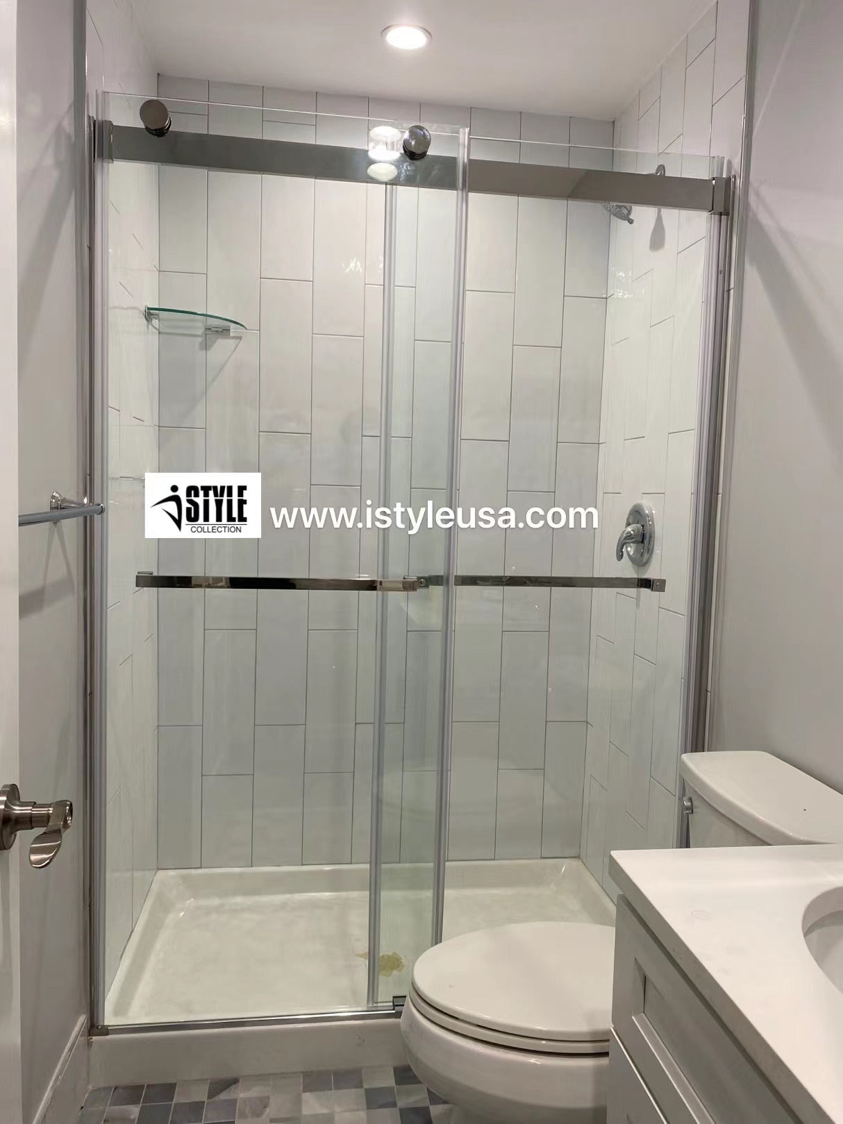 48" Ayden Series Frameless Bypass Shower Door with Klearteck Treatment (3/8" Thickness) (Brushed Nickel)