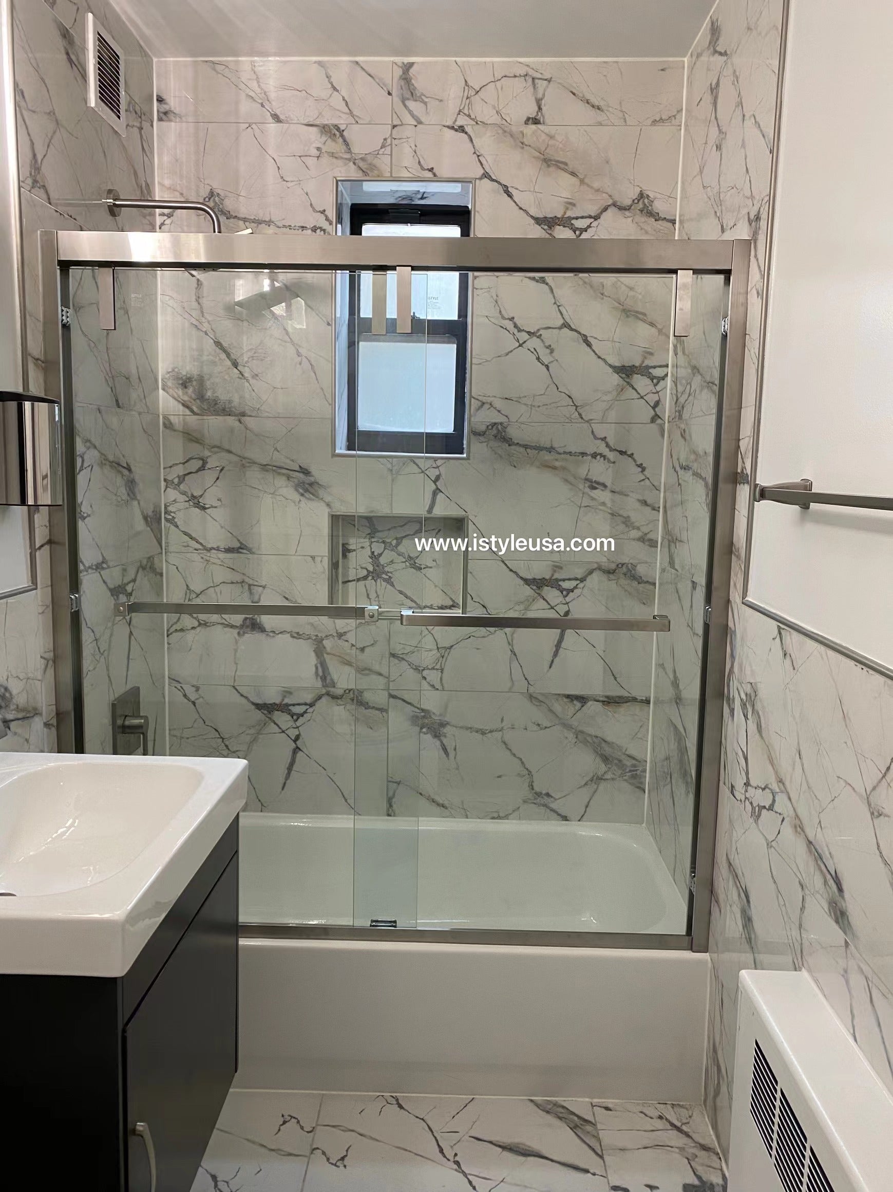 60" AC23Pro 66"H Shatterproof Series Bypass Tub Door with Klearteck Treatment (3/8" Thickness) (Chrome)