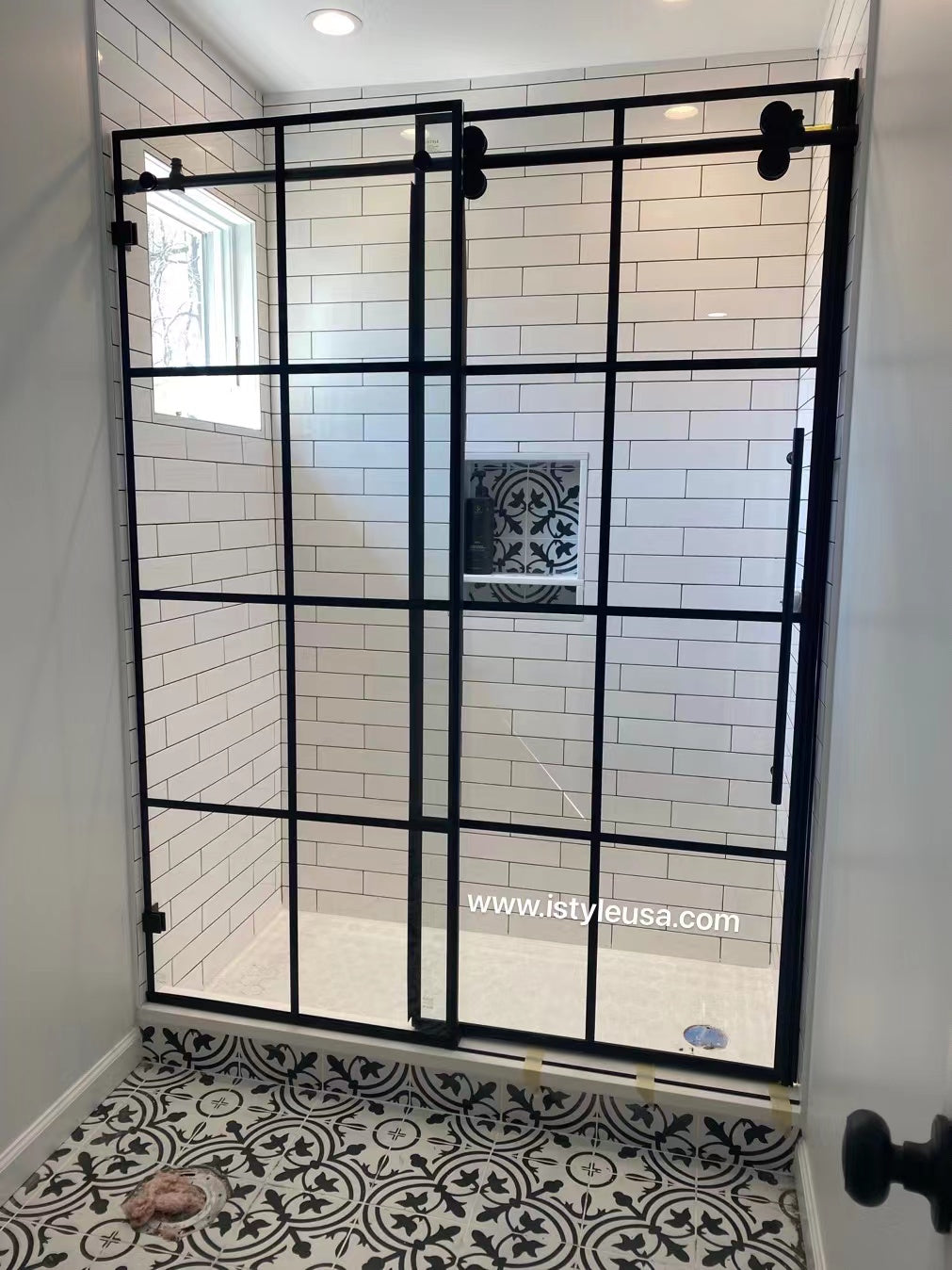 60" BH Series Jetglaze Frameless Single Sliding Shower Door with Klearteck Treatment (3/8" Thickness) (Matte Black) BH Series