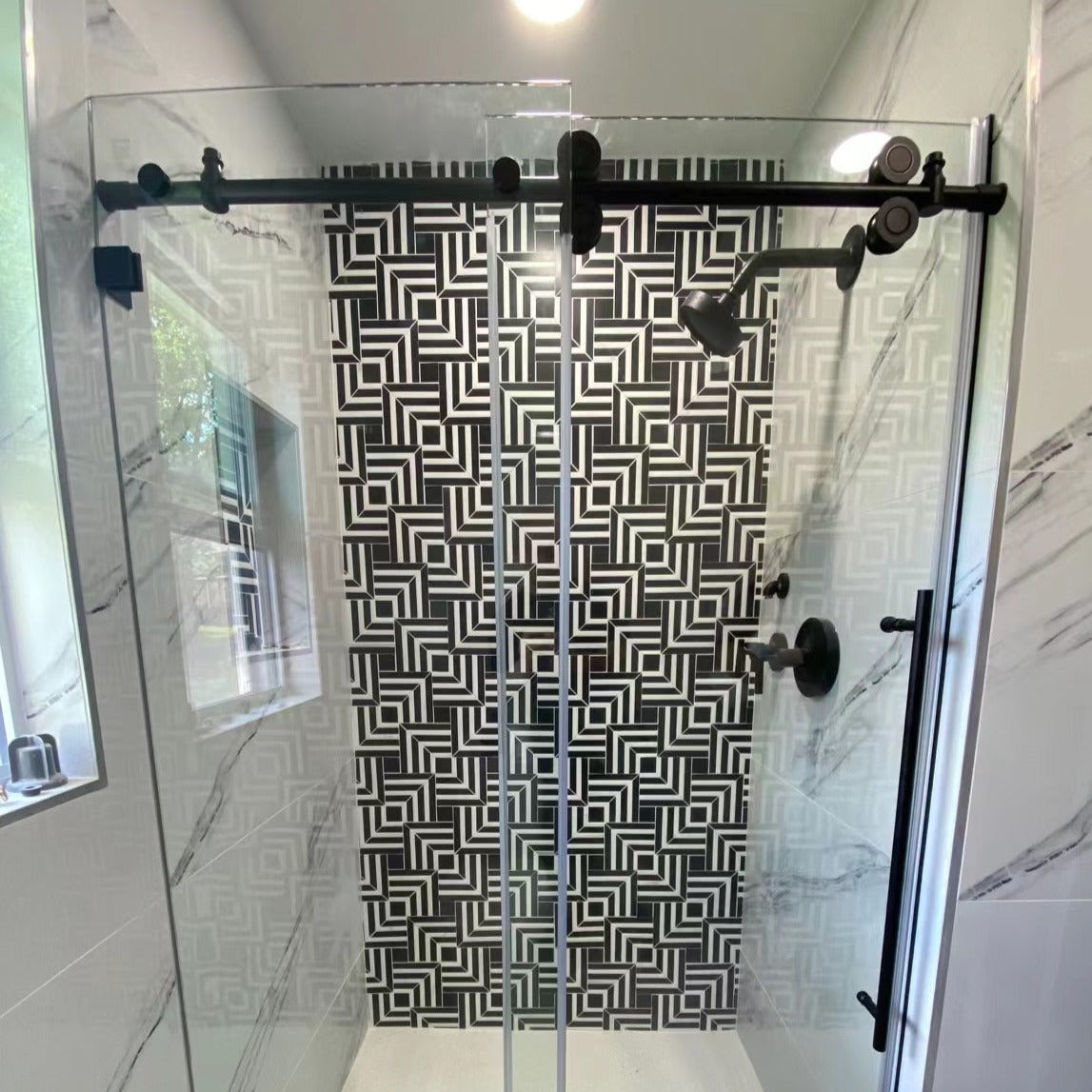 60"w x 72"h BH Series Frameless Single Sliding Shower Door (Matte Black)