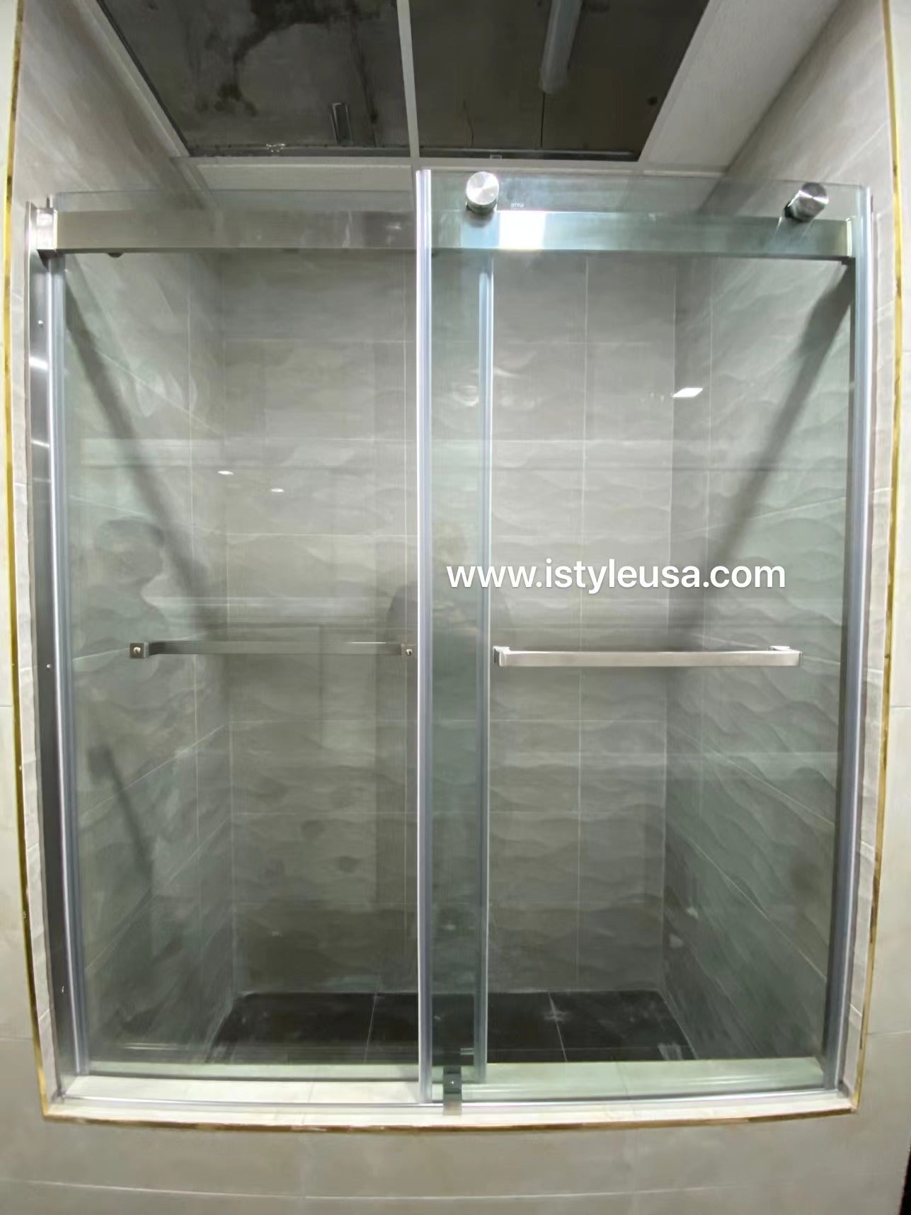 60" Ayden Series Tub Door Frameless Bypass with Klearteck Treatment (3/8" Thickness) (Brushed Nickel)