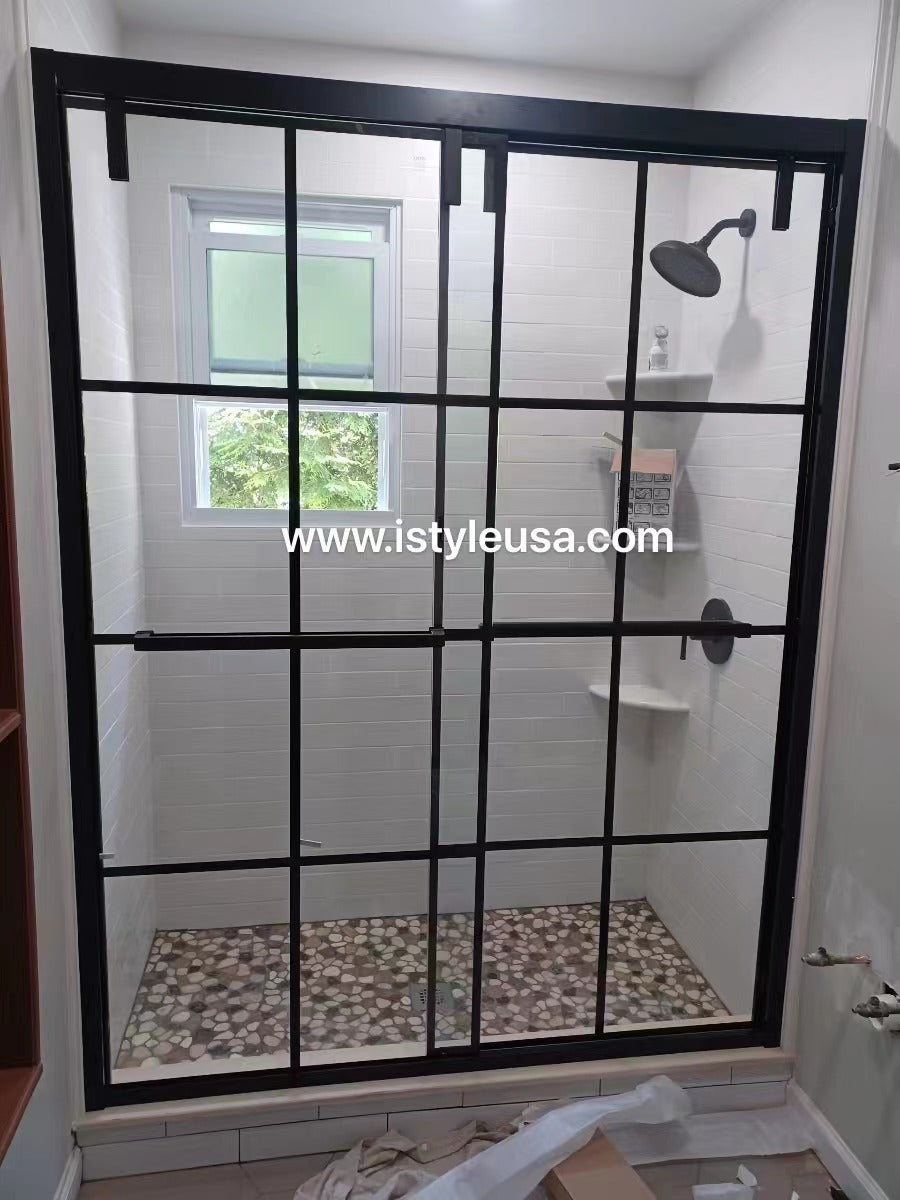 60" AC88 Alex Bypass Series Jet Glaze Shower Door with Klearteck Treatment (3/8" Thickness) (Matte Black)