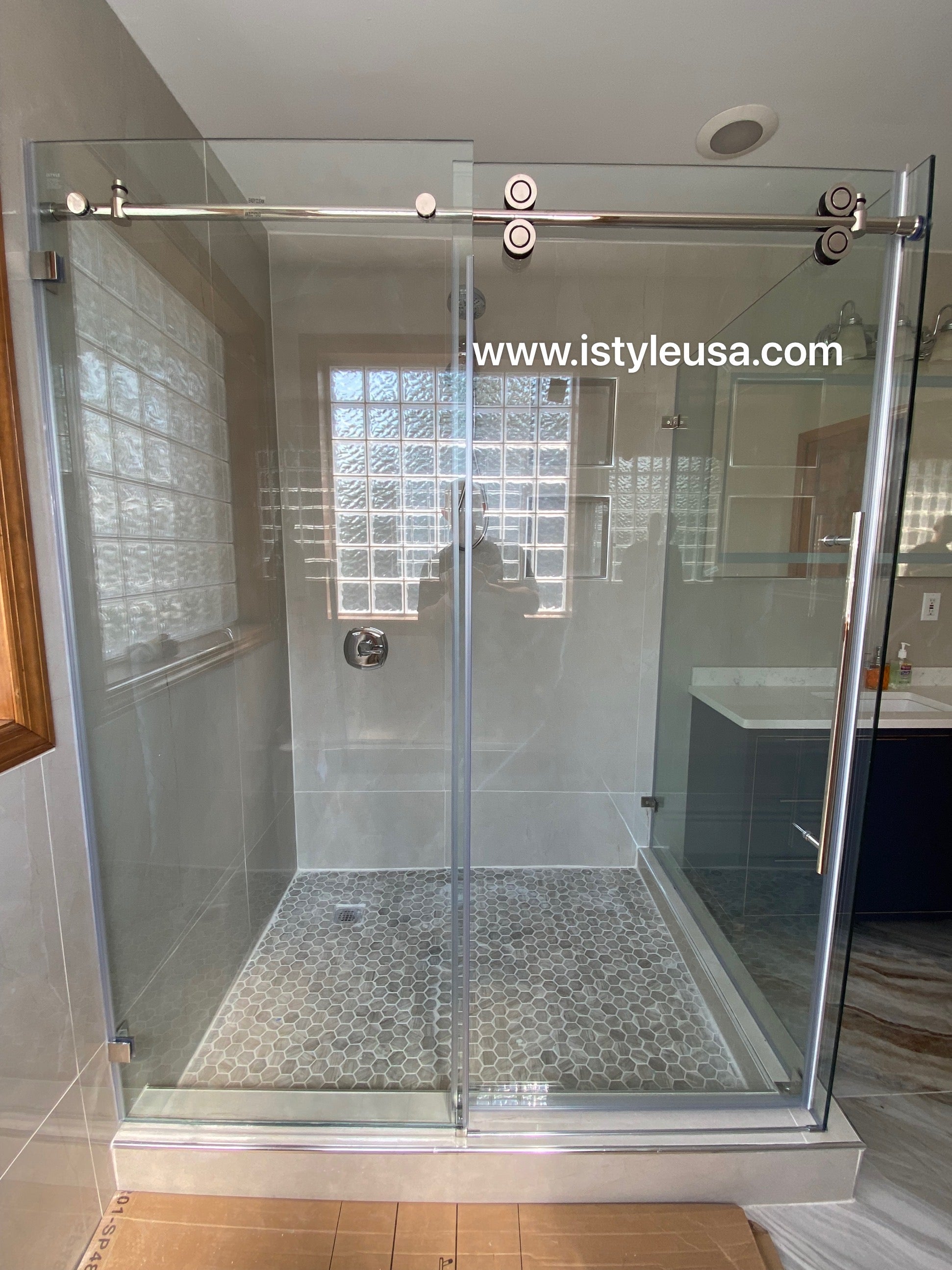 48"w x 76"h BH Series Frameless Single Sliding Shower Door (Brushed Nickel)