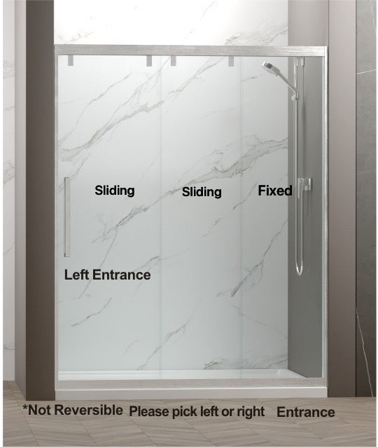 38" Monaco Sliding Shower Door (5/16" thickness) (3 Panels)(Brushed Nickel)