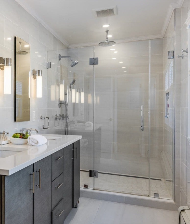 3PC Miko Hinges Door on Glass (Brushed Nickel)