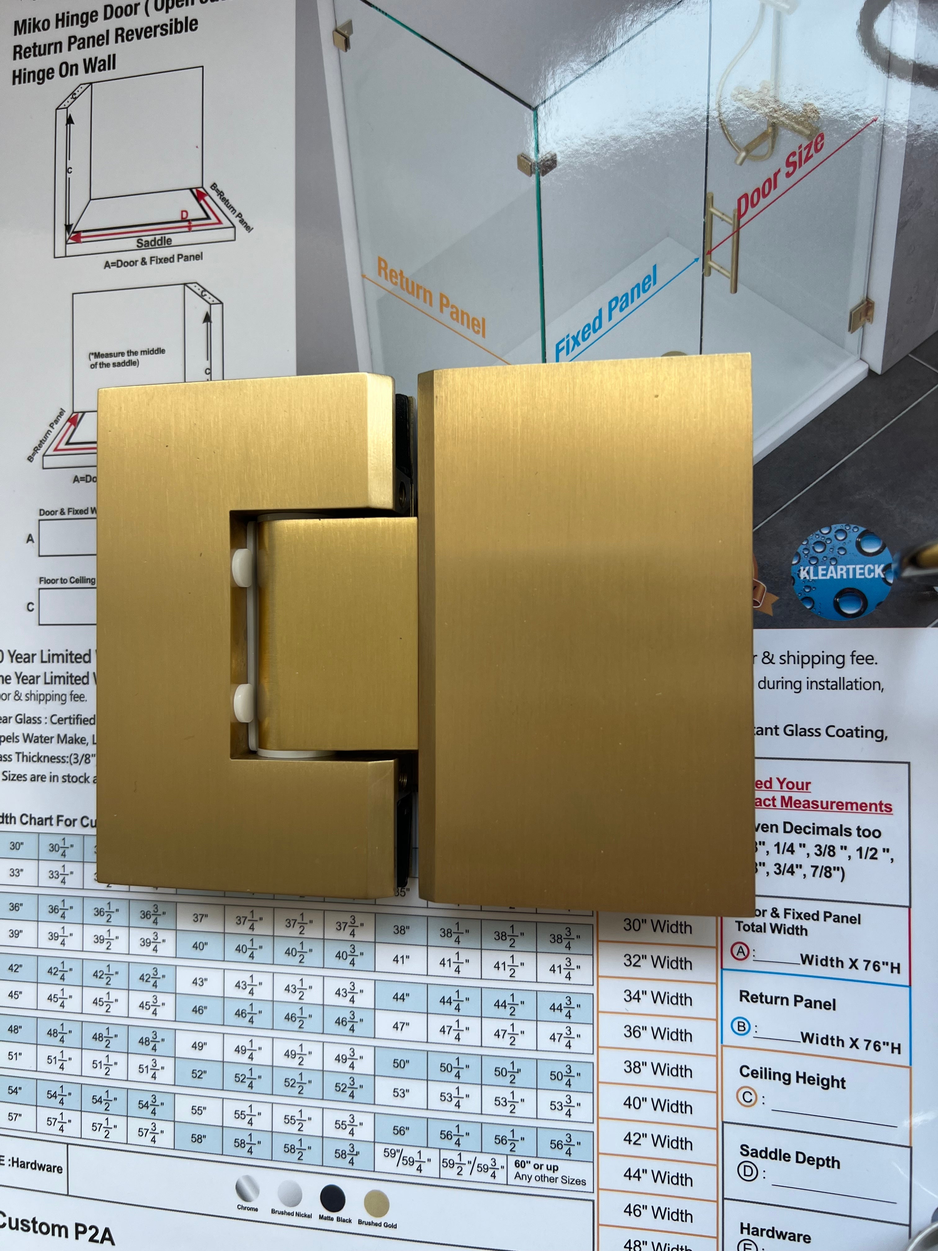 3PC Miko Hinges Door on Glass (Brushed Gold)