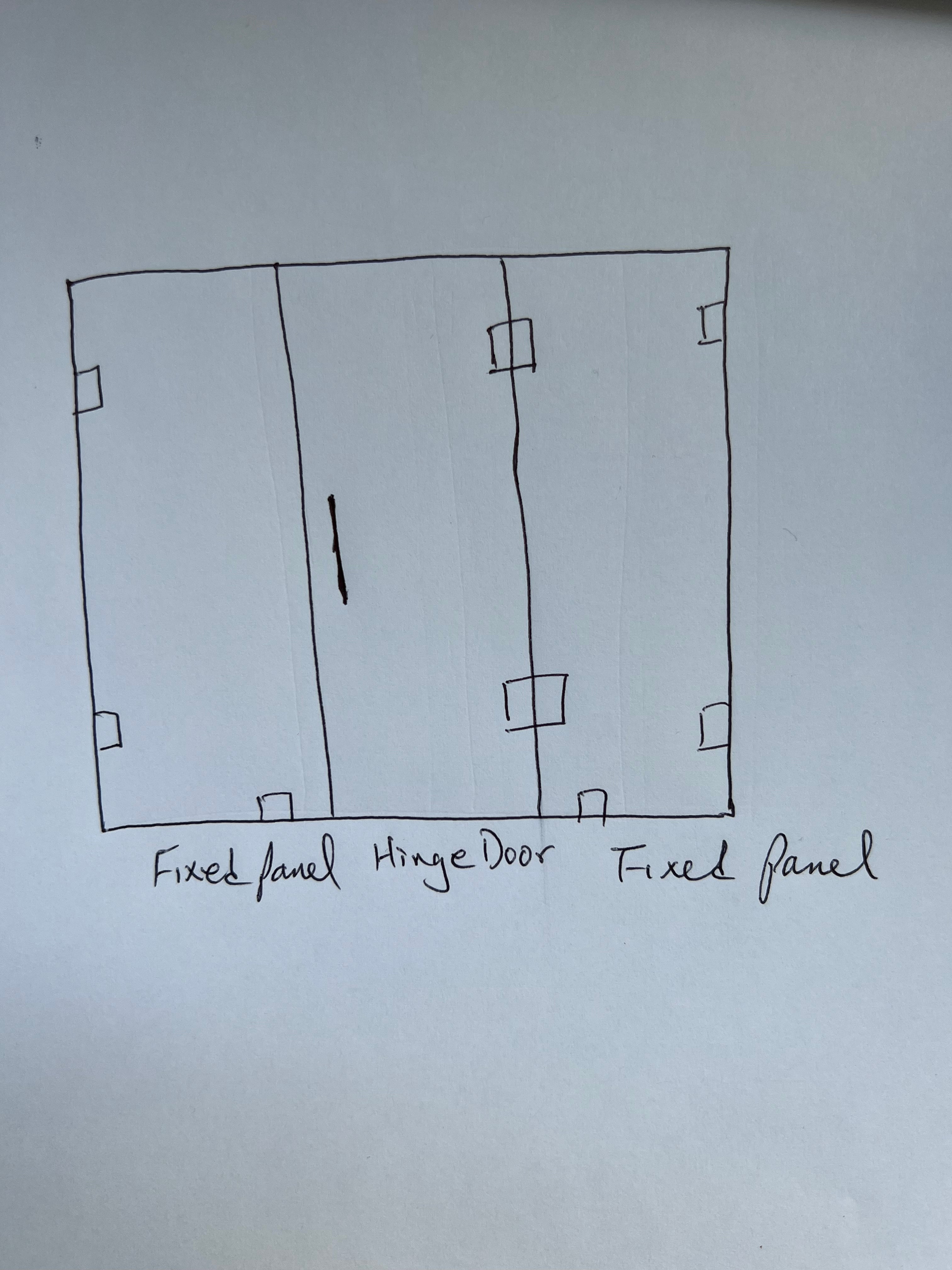 3PC Miko Hinges Door on Glass (Brushed Nickel)