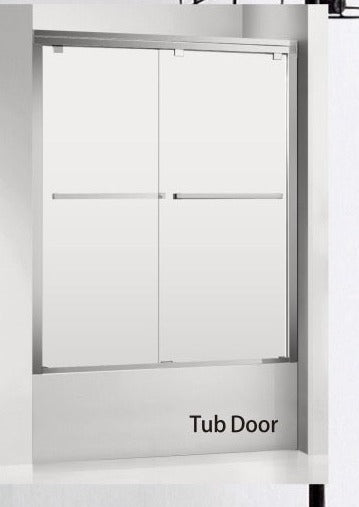 60" Frosted ASD Series Bypass Tub Door (5/16" Thickness) (Chrome) Privacy