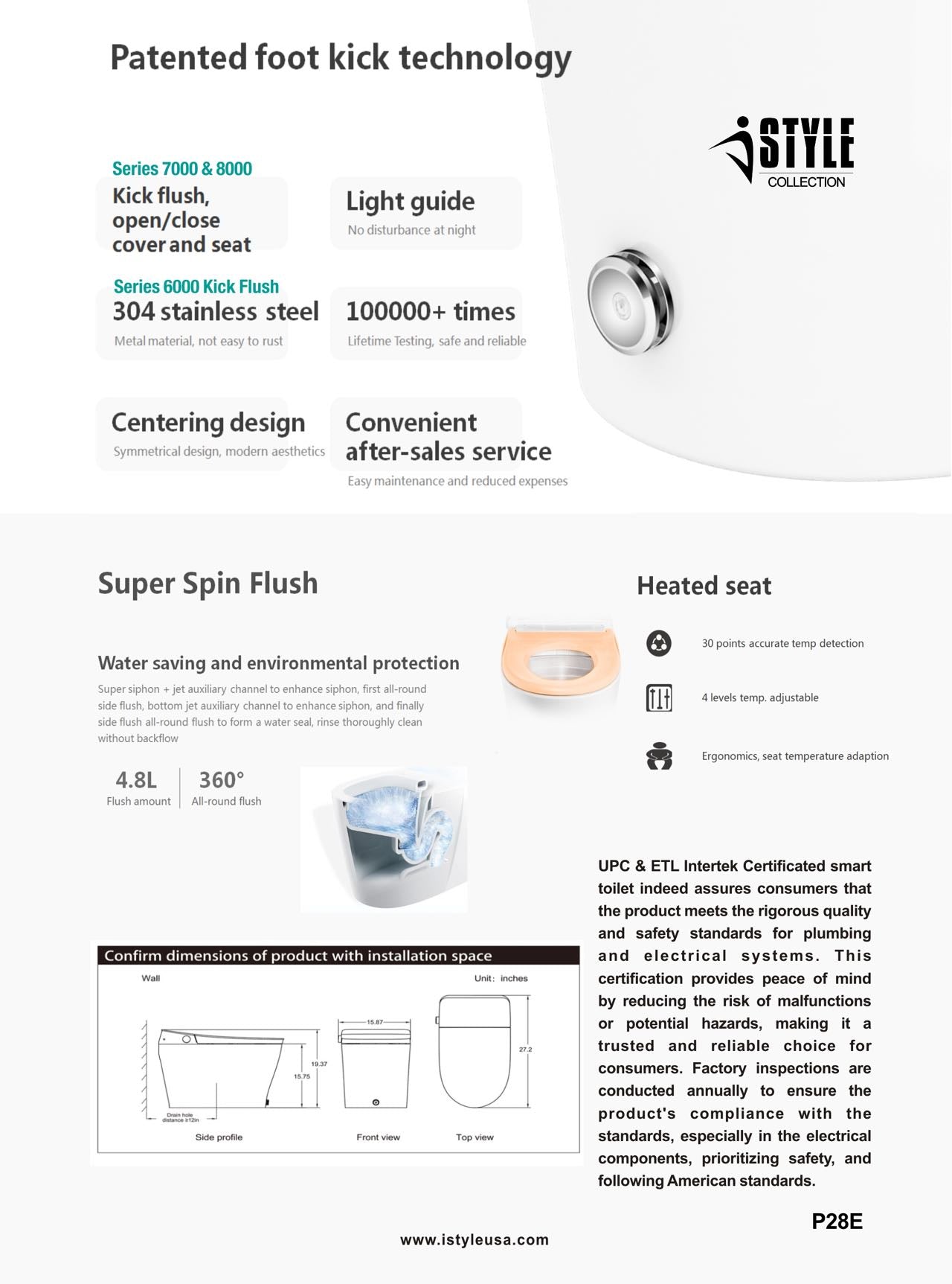 Model-1 Series 8000 Smart Bidet One-Piece Toilet (12" Rough) (Elongated)