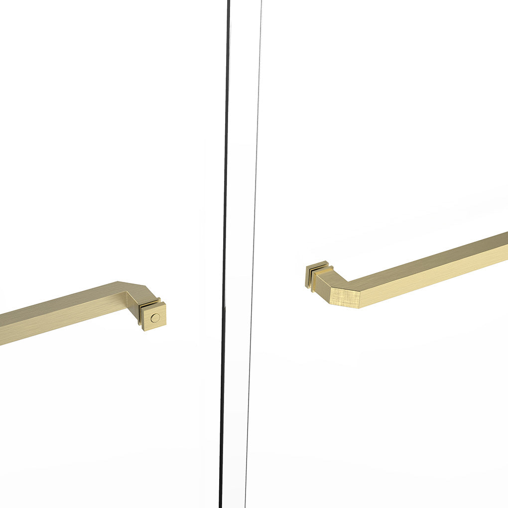 *NEW COLOR 66" GBY22 Owen Bypass Series Shower Door with Klearteck Treatment (3/8" Thickness) (Brushed Gold))