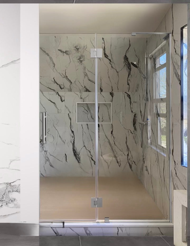 *NEW 2PC Miko Hinge on Glass Hinge Series C (Brushed Nickel)