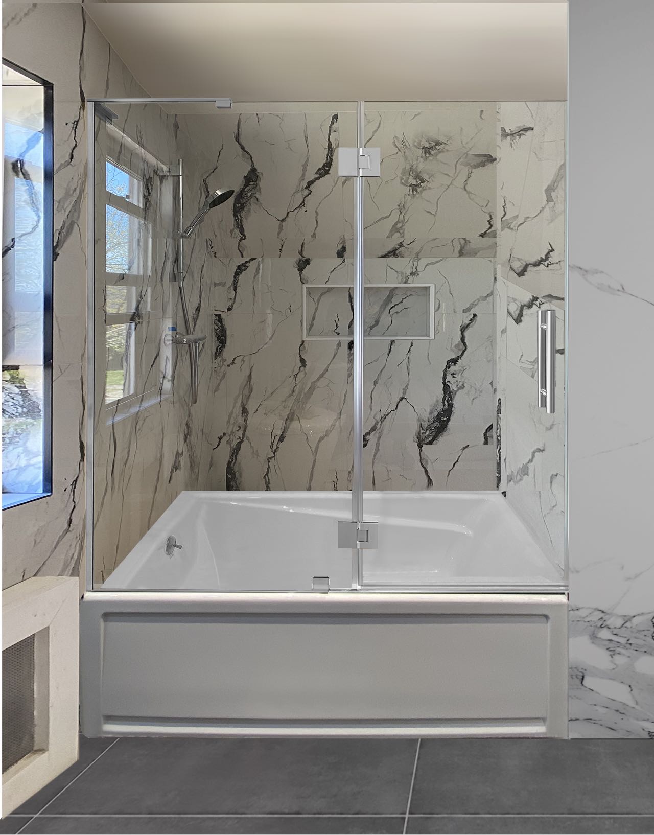 2PC Miko Tub Hinge On Glass (Hinge Series K) (Chrome)